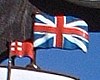 Extract from the Southwold Town Sign showing the old British Flag from the period of the Battle of Sole Bay